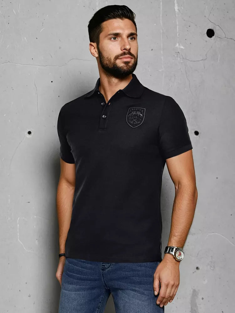 Men's black polo shirt with Emb logo