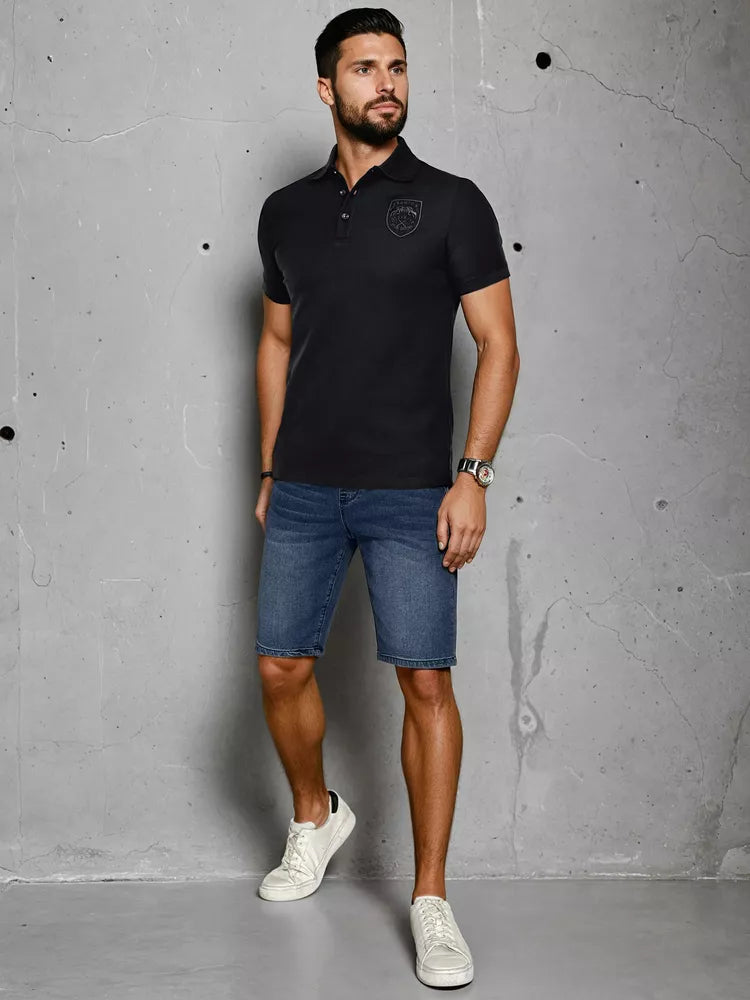 Men's black polo shirt with Emb logo