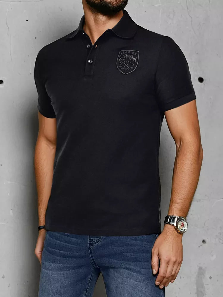 Men's black polo shirt with Emb logo