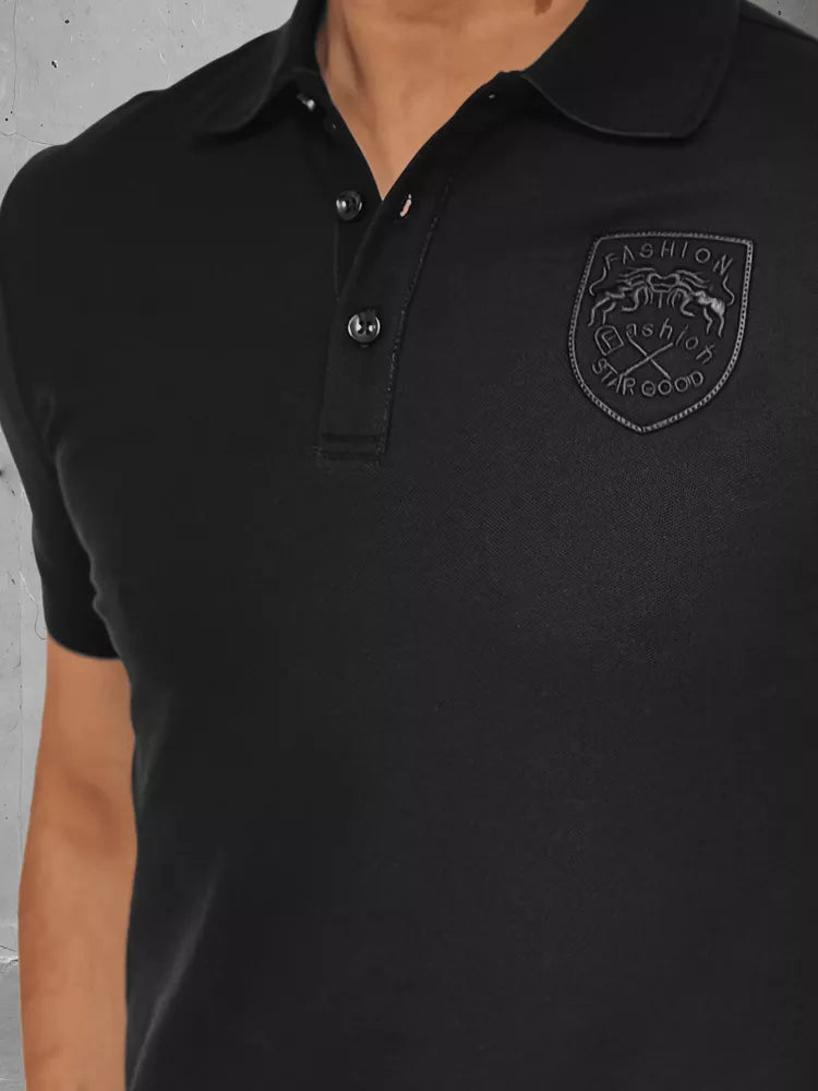 Men's black polo shirt with Emb logo