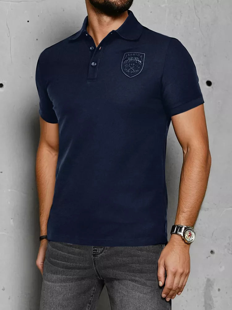 Men's navy blue polo shirt with Emb logo
