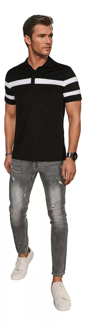 Men's black polo shirt Lima