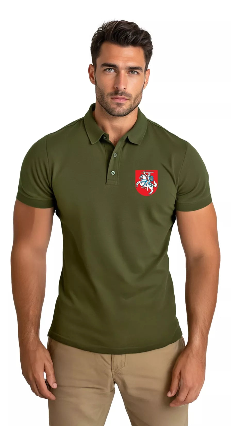 Men's khaki polo shirt Coat of arms 