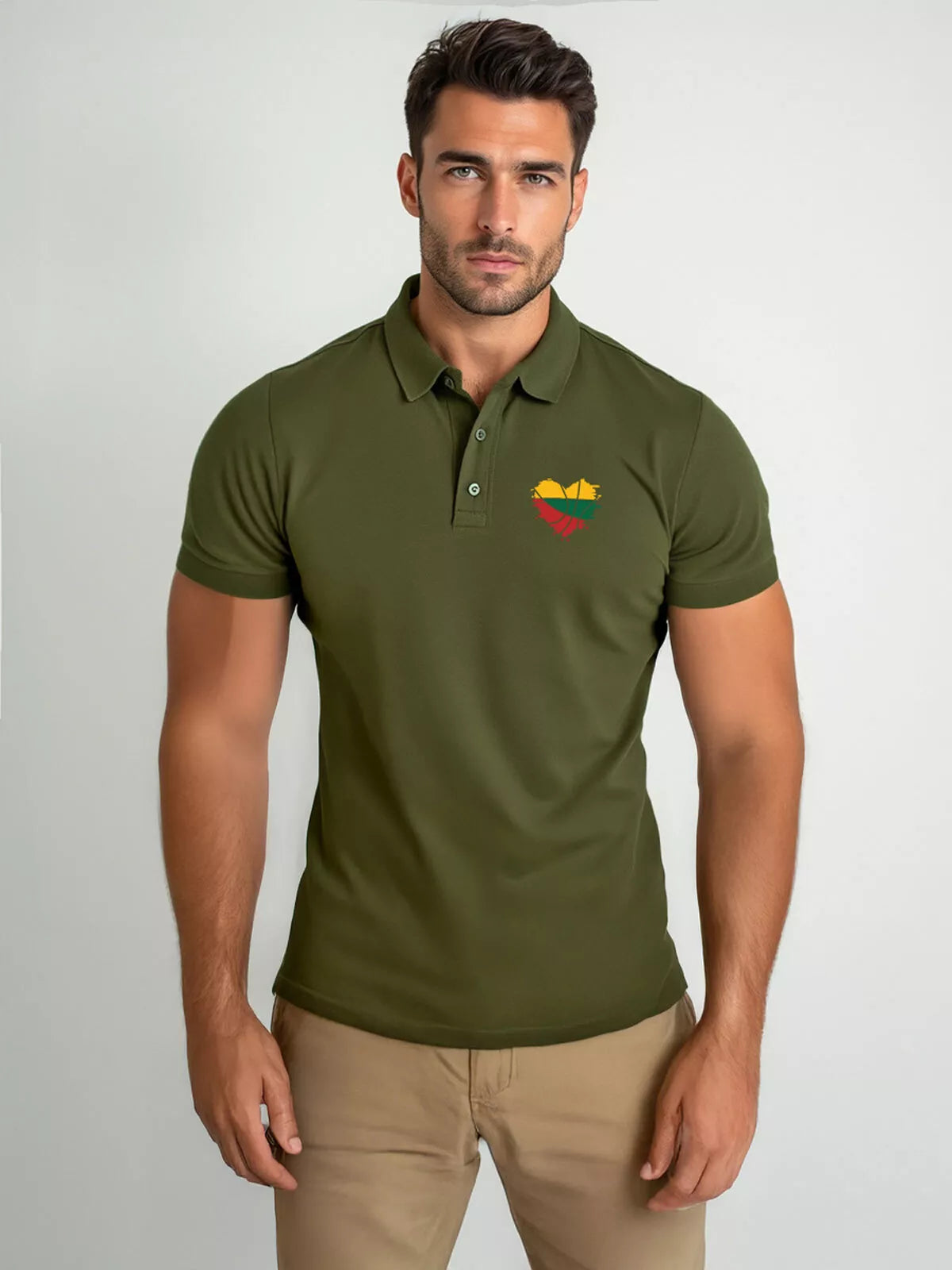 Men's khaki polo shirt Heart 