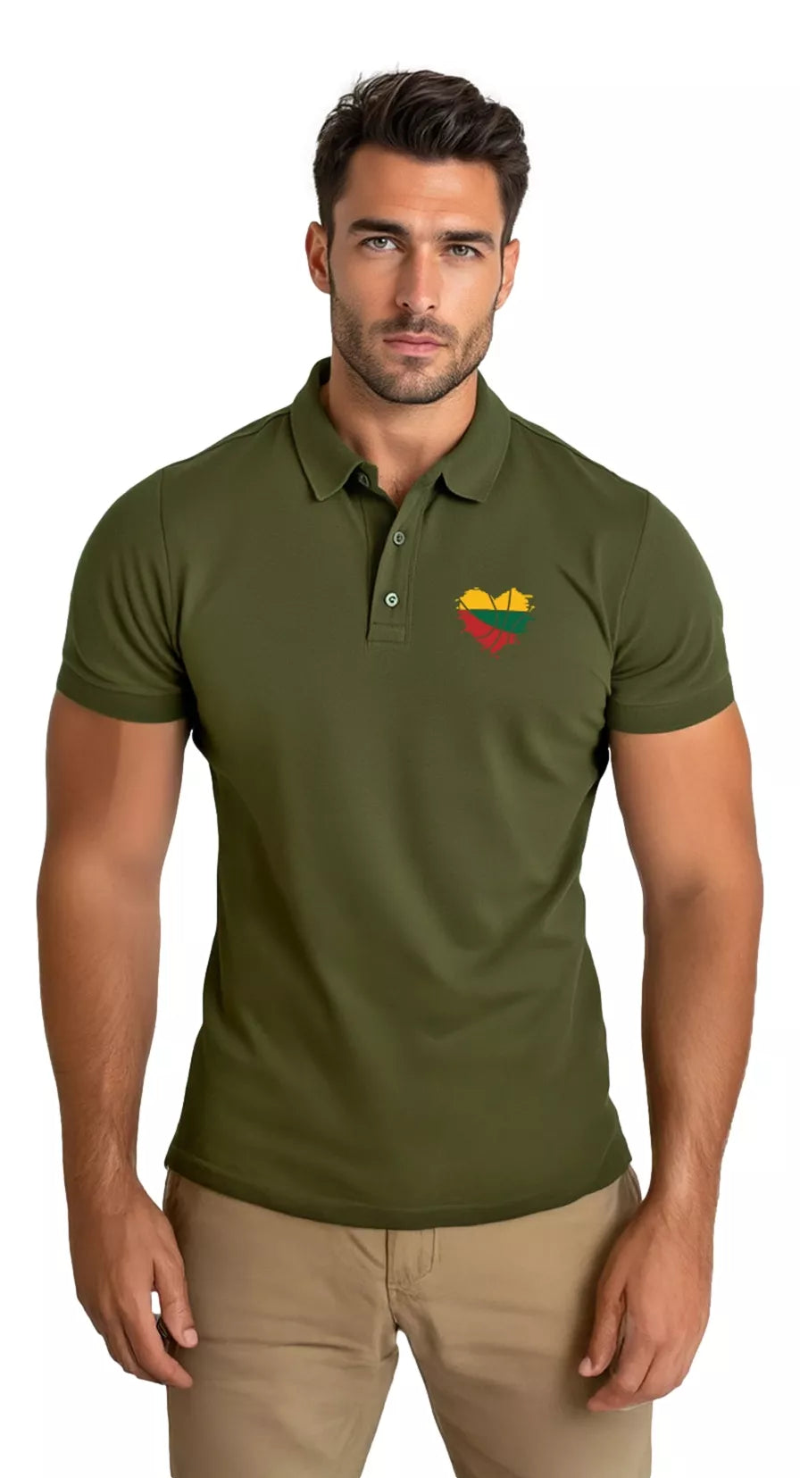 Men's khaki polo shirt Heart 