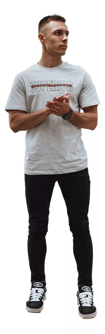 Men's light gray T-shirt with the inscription Superior