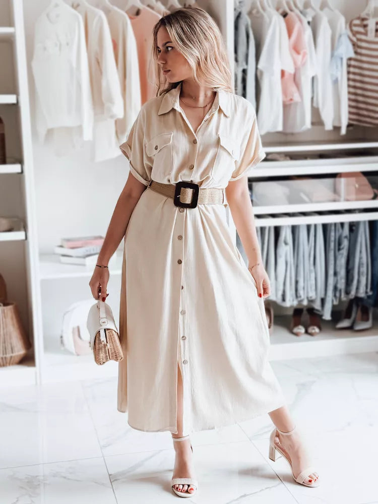 Women's brown dress with belt Armina 