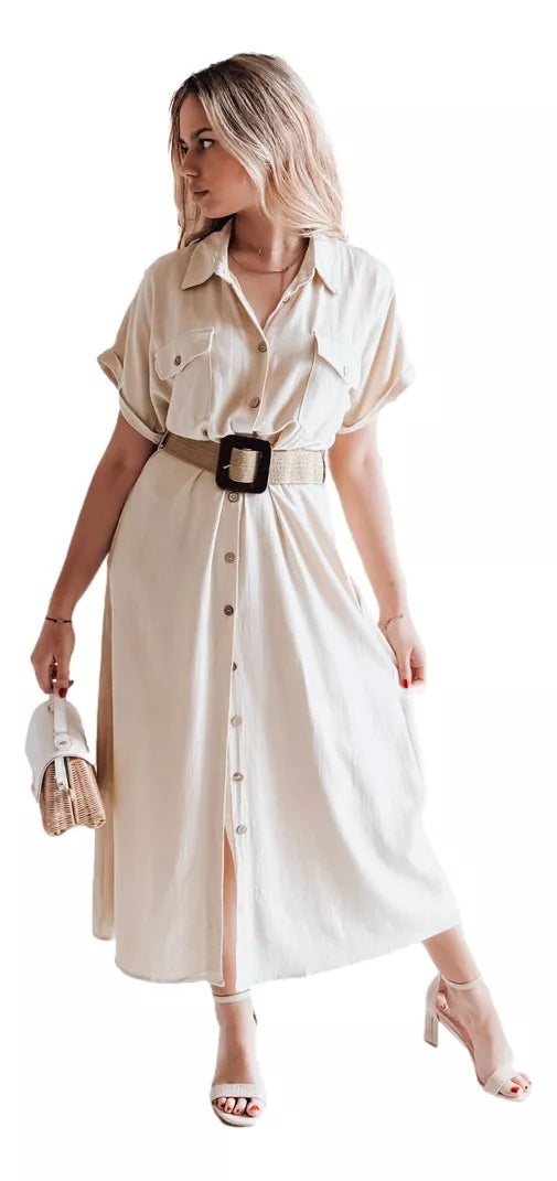 Women's brown dress with belt Armina 