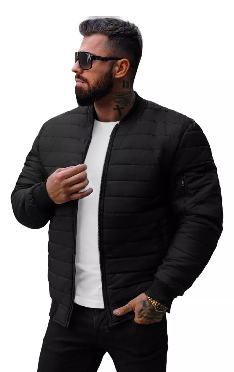 Men's black quilted jacket Minti