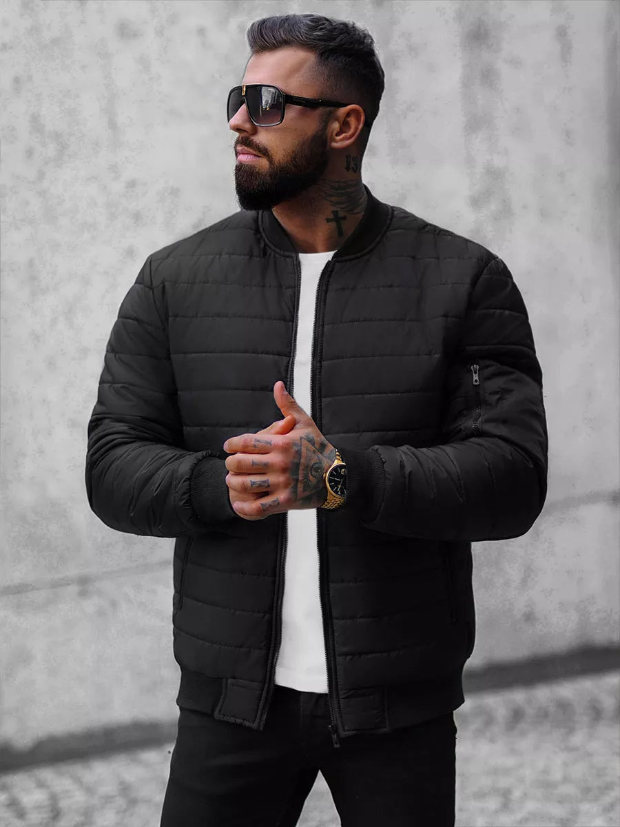 Men's black quilted jacket Minti