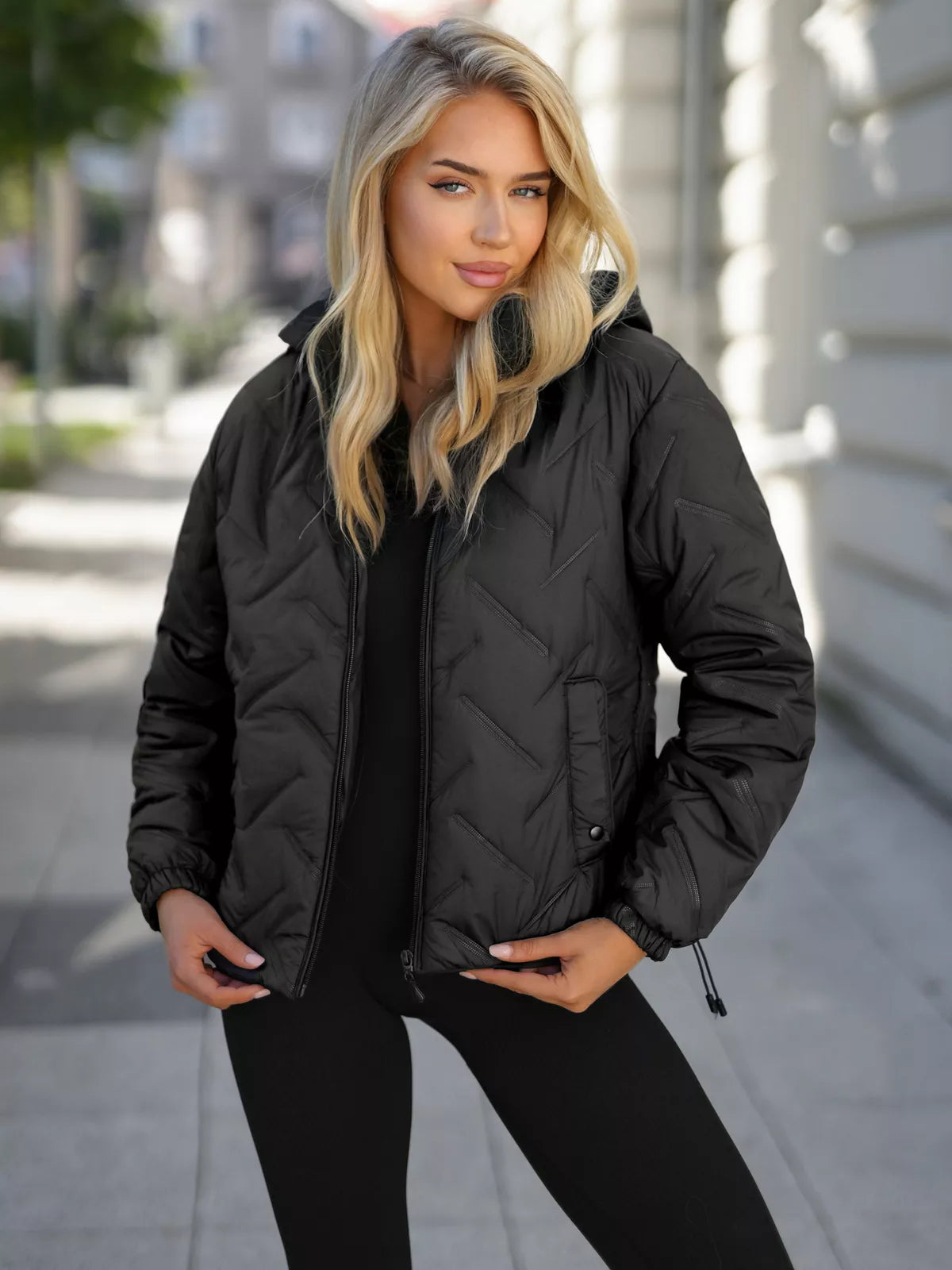 Women's black hooded jacket Lamir