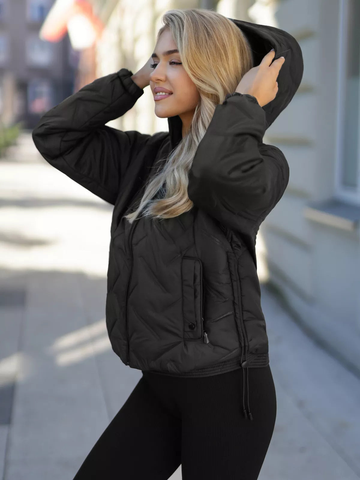 Women's black hooded jacket Lamir