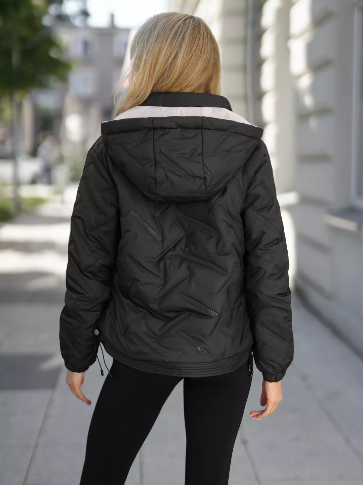 Women's black jacket with a brown hood Lamir