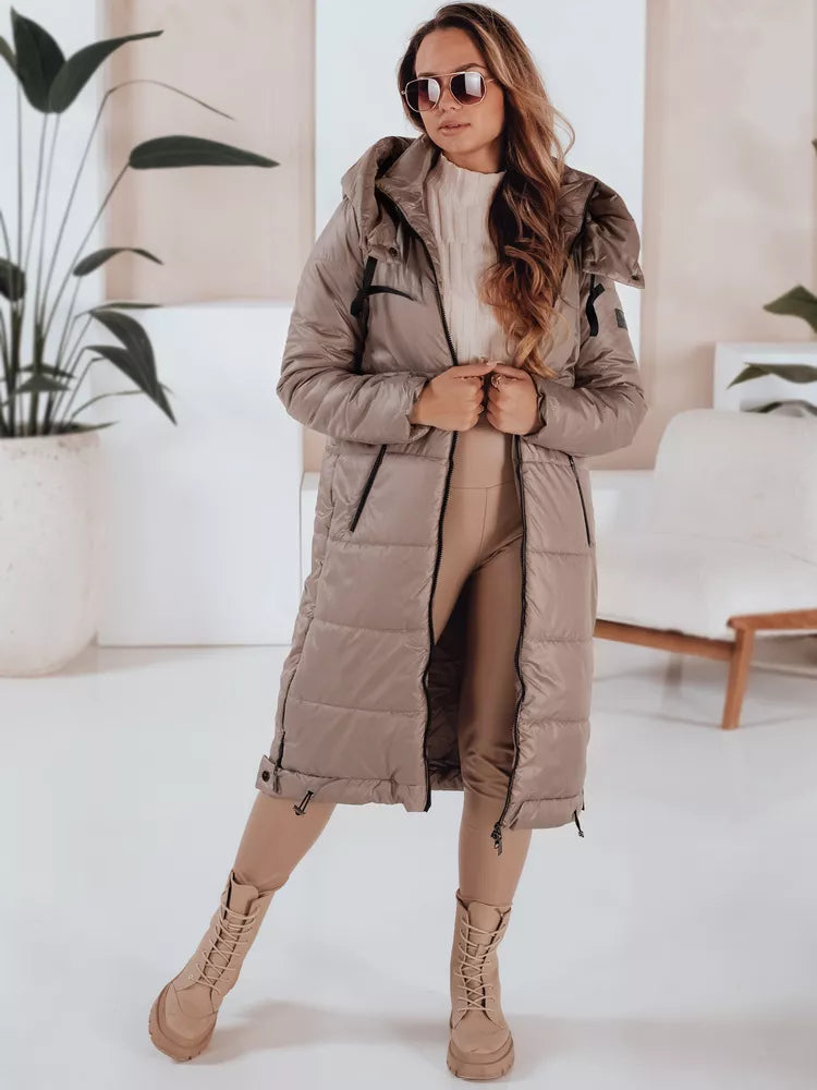 Women's long dark brown jacket Orvit