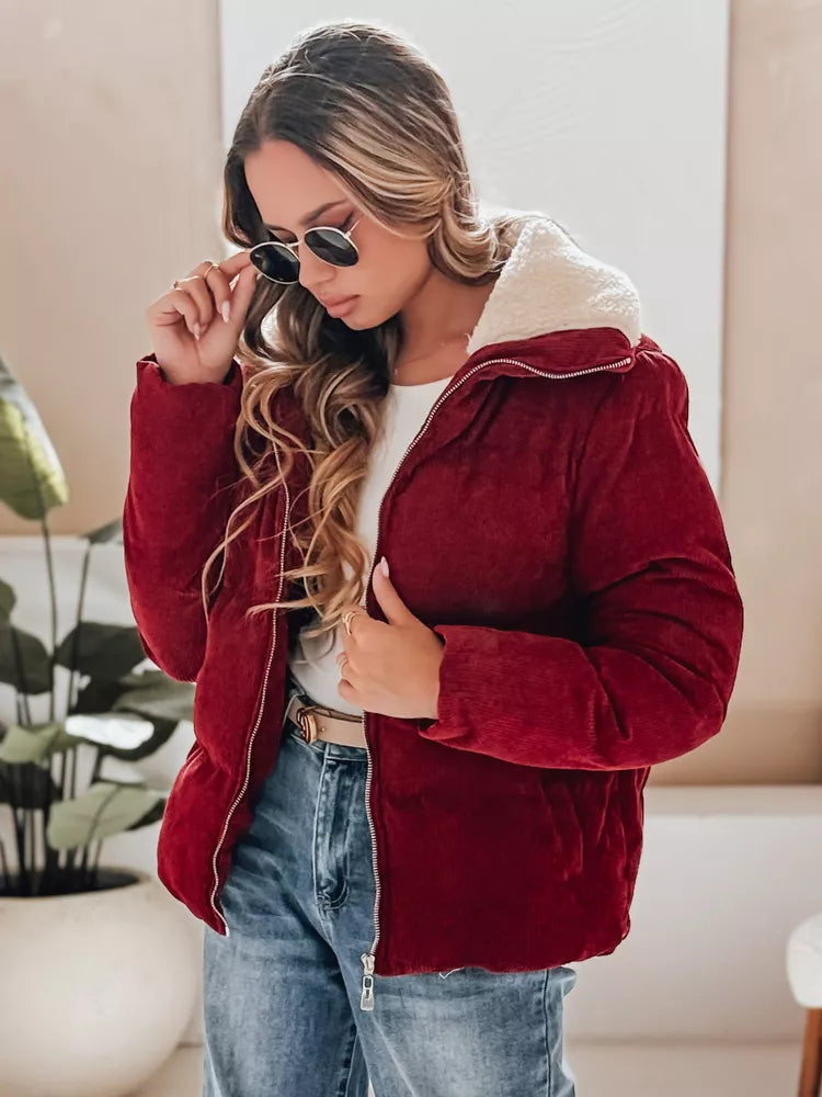 Women's burgundy winter jacket Trendy