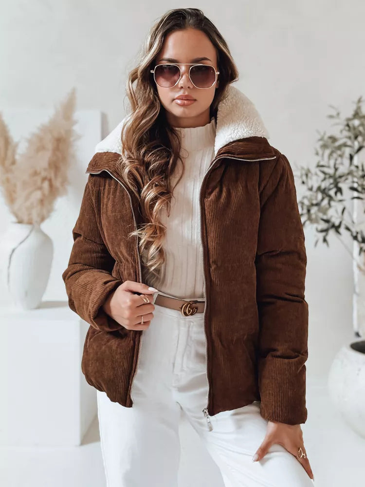 Women's winter dark brown jacket Trendy