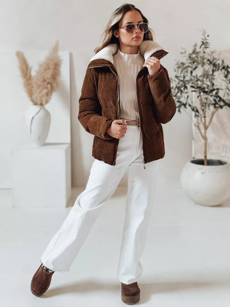 Women's winter dark brown jacket Trendy