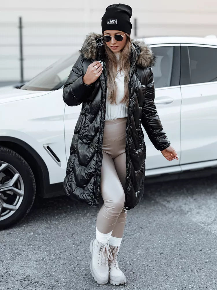 Women's black jacket with brown fur Elec