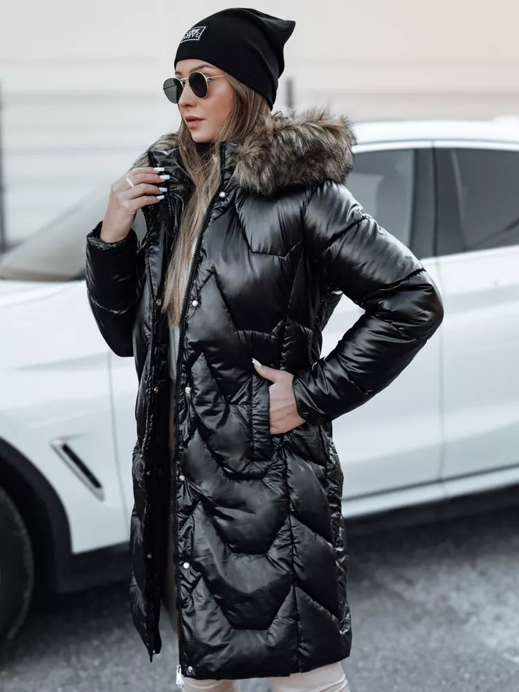 Women's black jacket with brown fur Elec