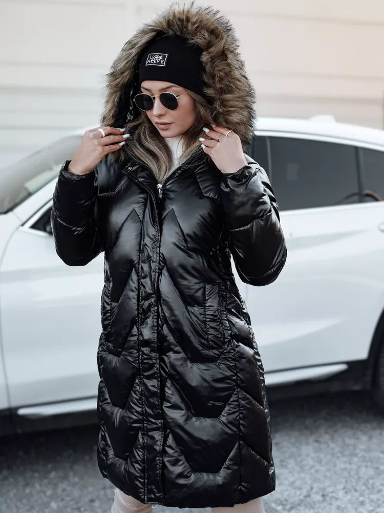 Women's black jacket with brown fur Elec