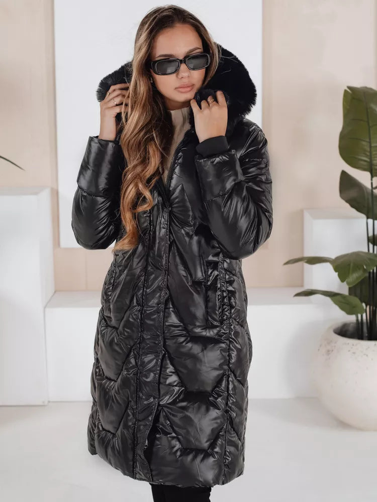Women's black jacket with black fur Elec