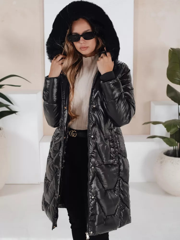 Women's black jacket with black fur Elec