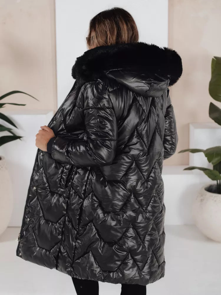 Women's black jacket with black fur Elec