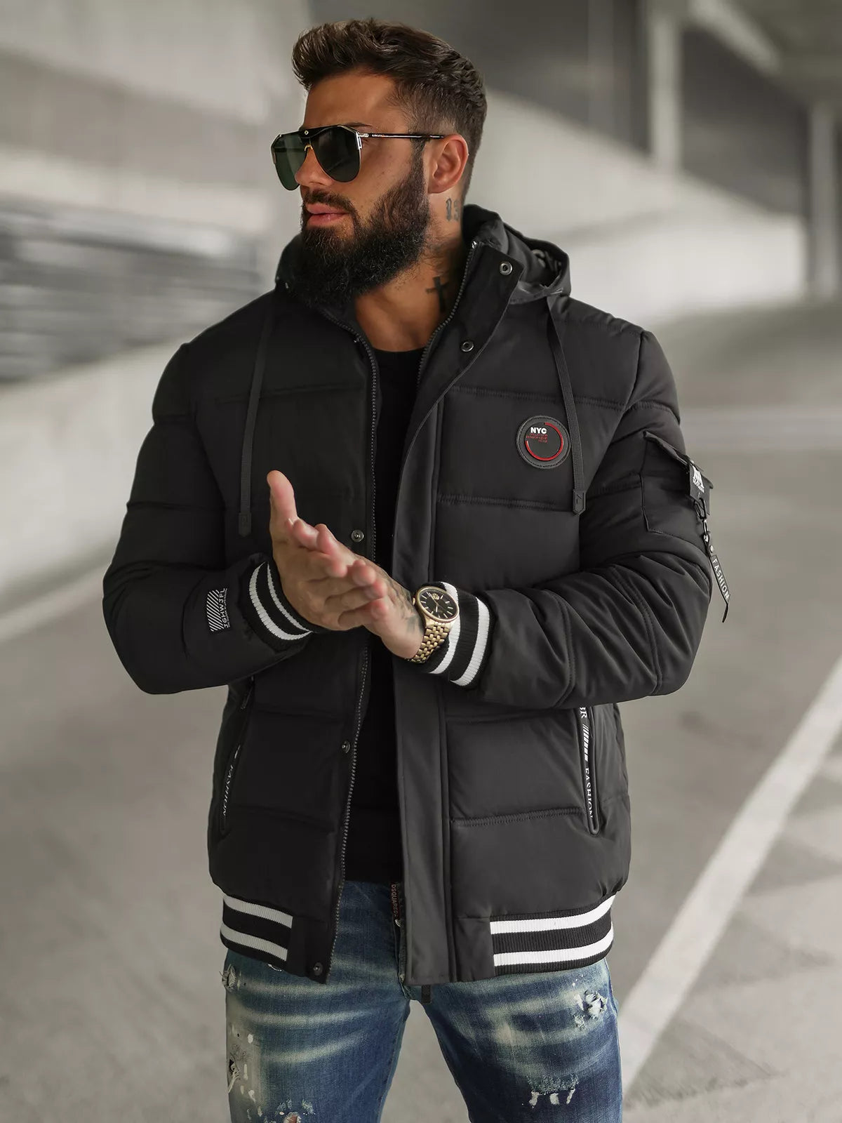 Aibel men's black quilted jacket