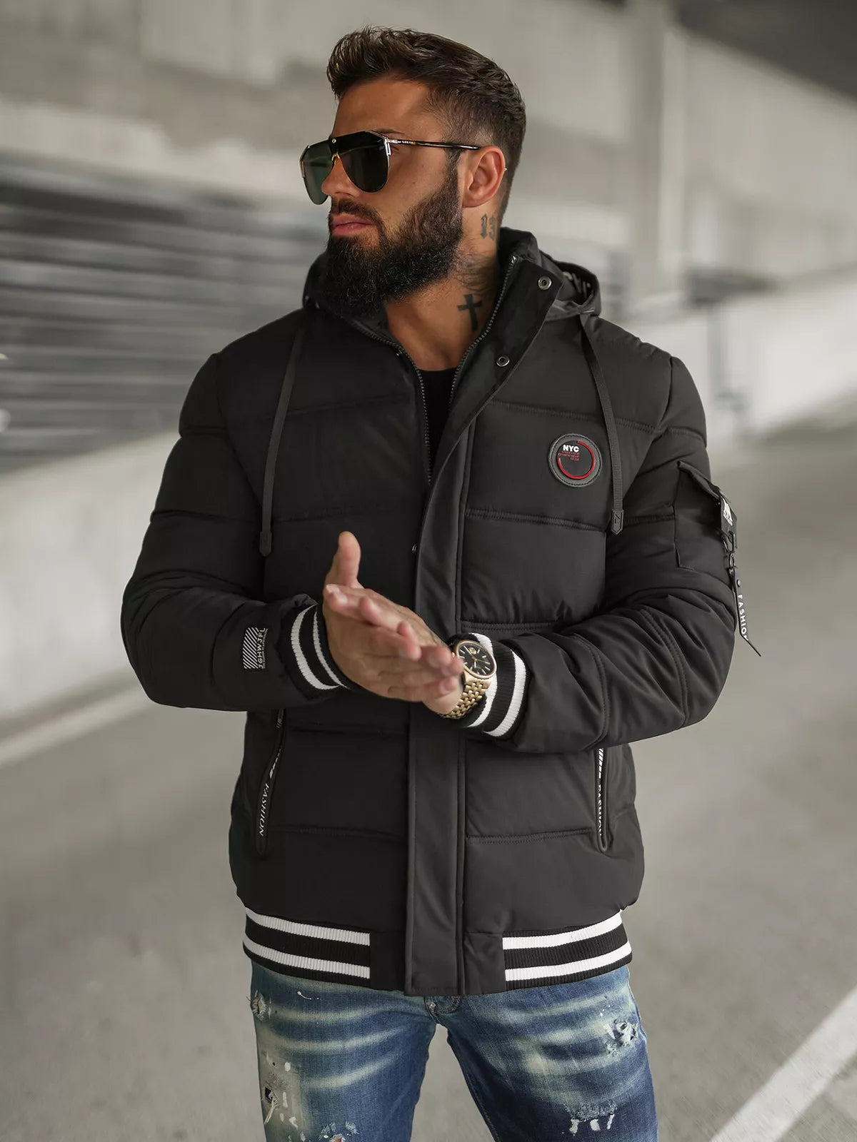 Aibel men's black quilted jacket