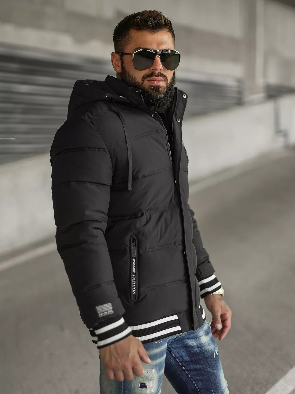 Aibel men's black quilted jacket