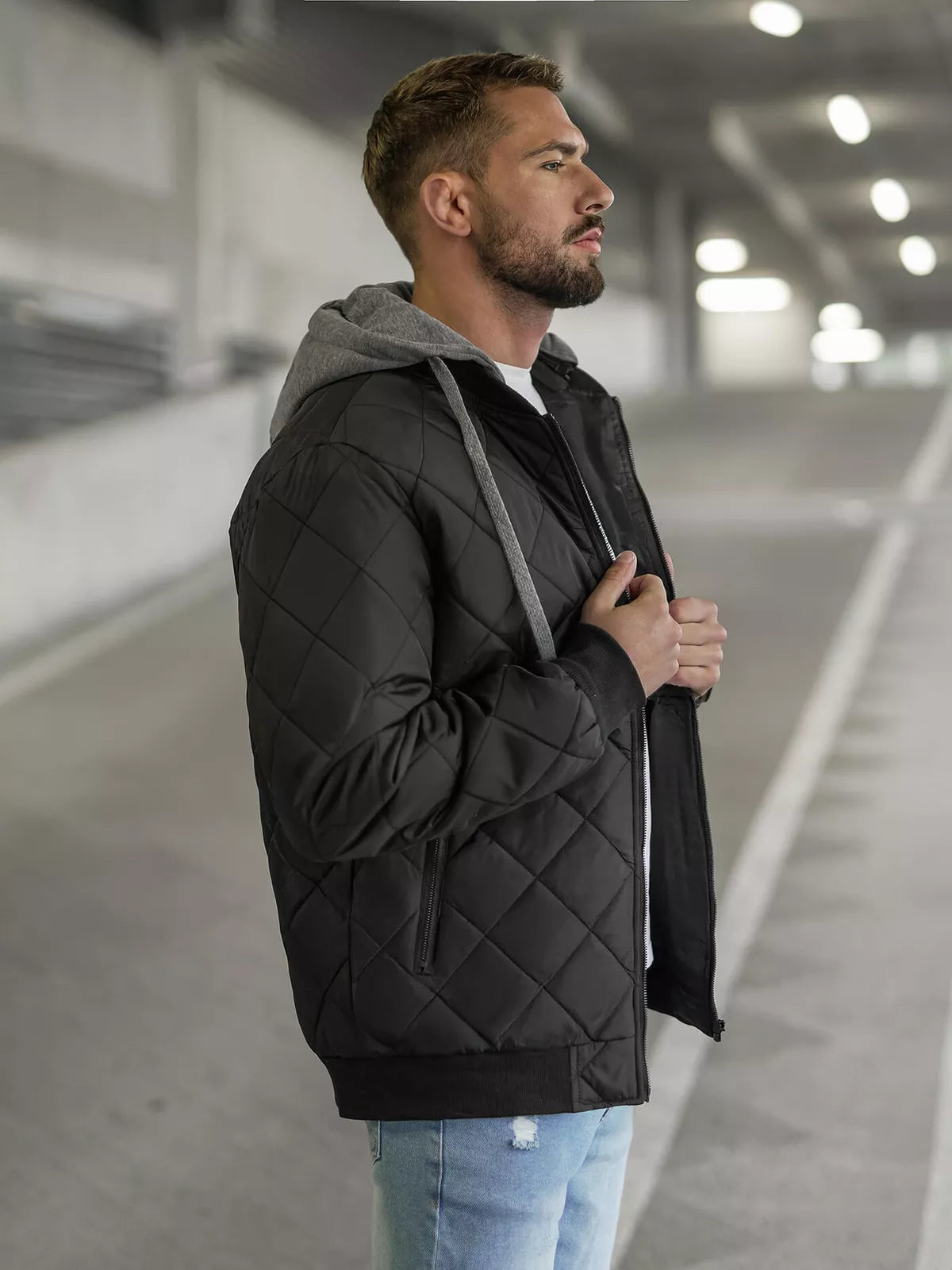 Black men's jacket with hood Lator
