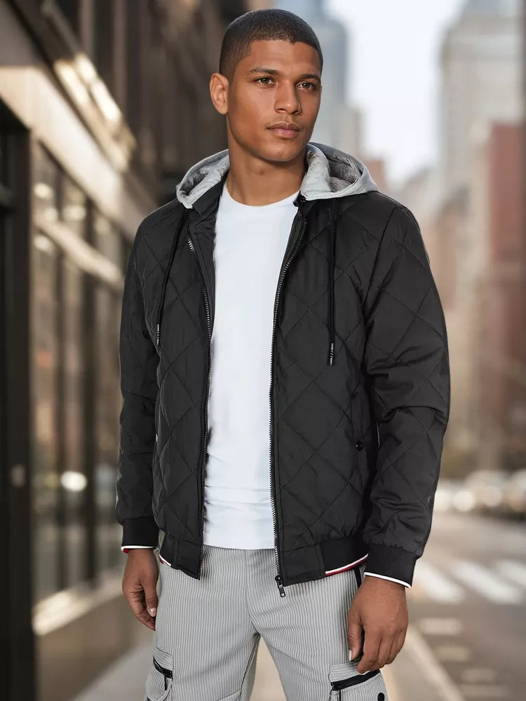 Men's black jacket with hood Stefun