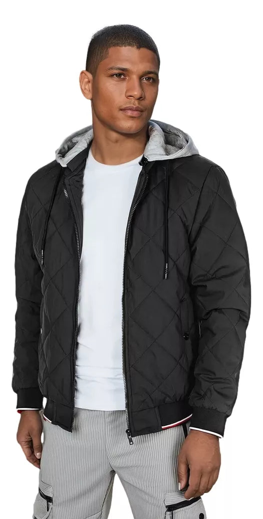 Men's black jacket with hood Stefun