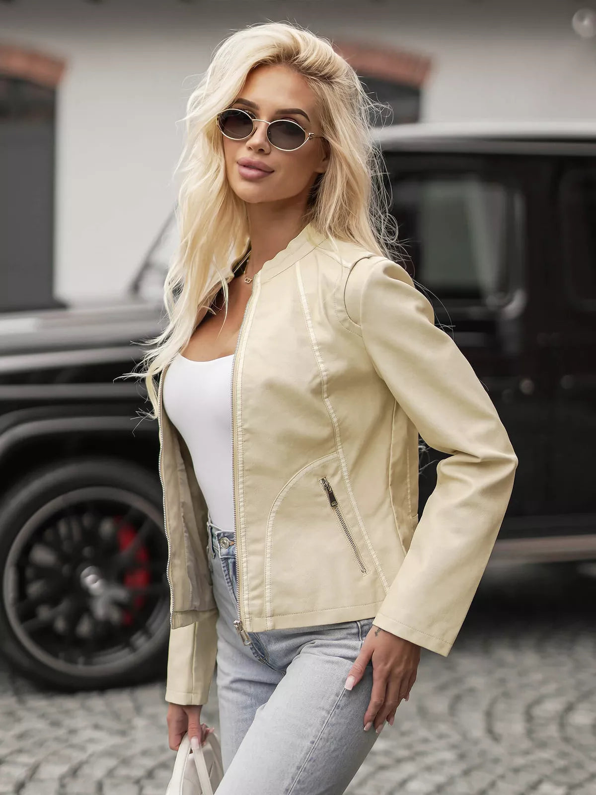 Women's brown leather jacket Emeli