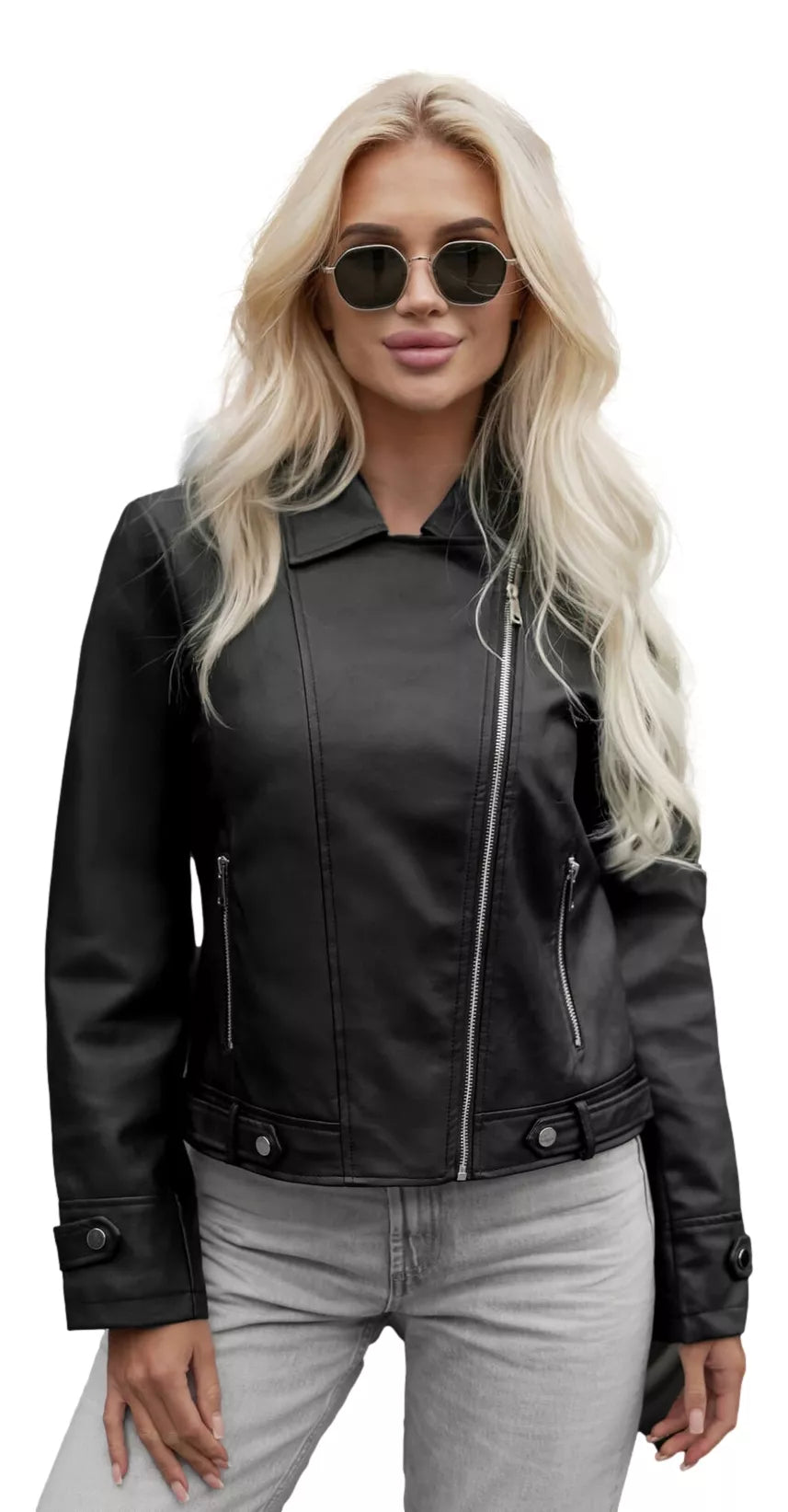 Women's black leather jacket Santi