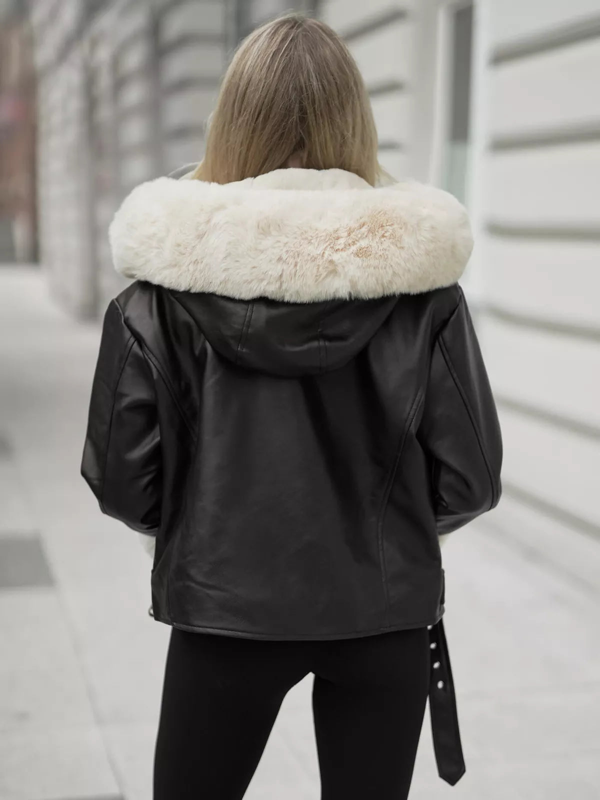 Women's black jacket with fur Nikol