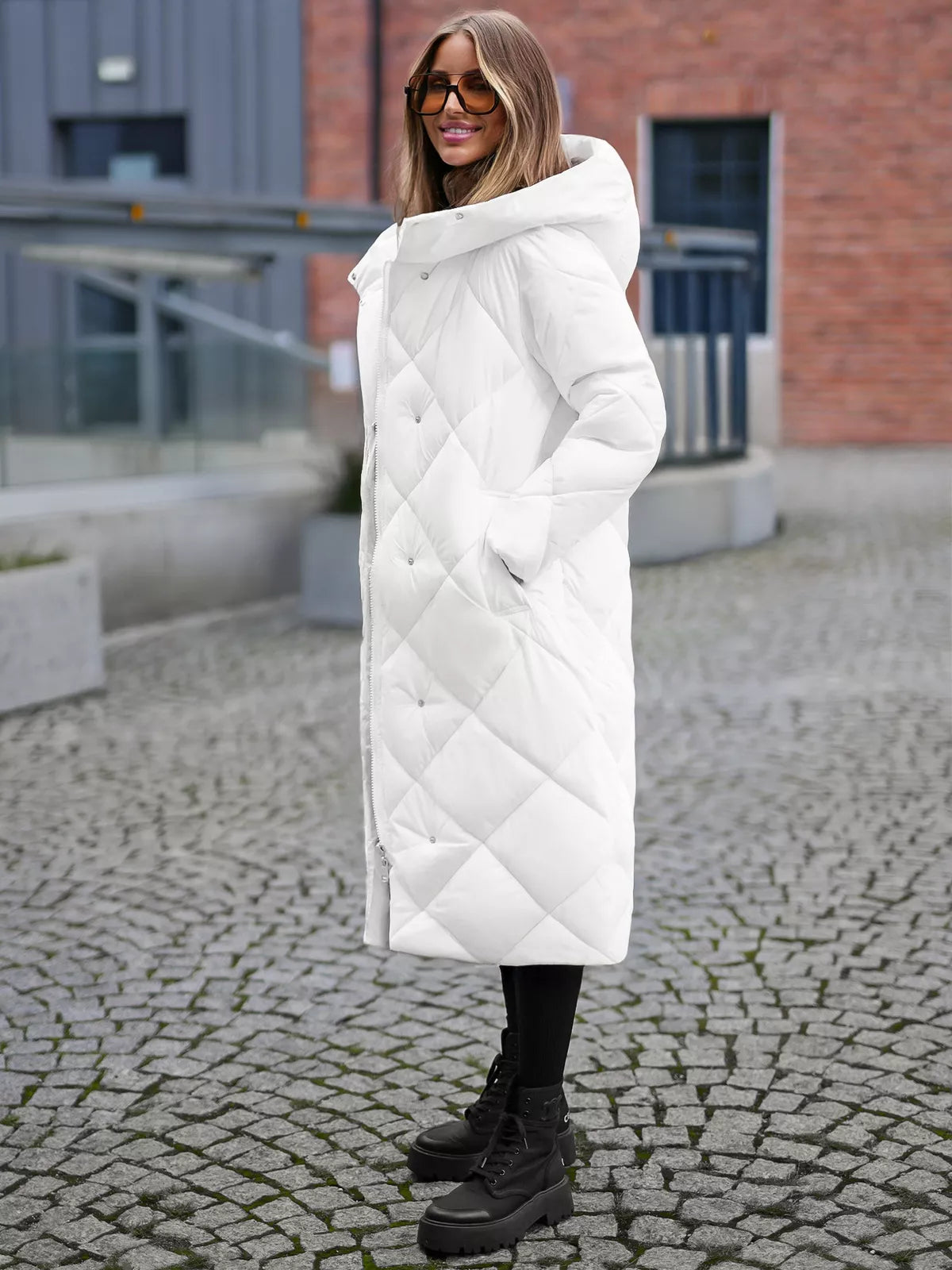 White women's quilted winter jacket Coco