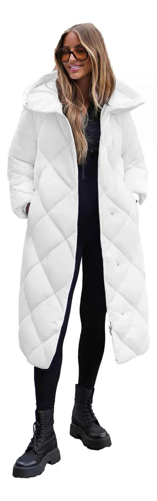 White women's quilted winter jacket Coco