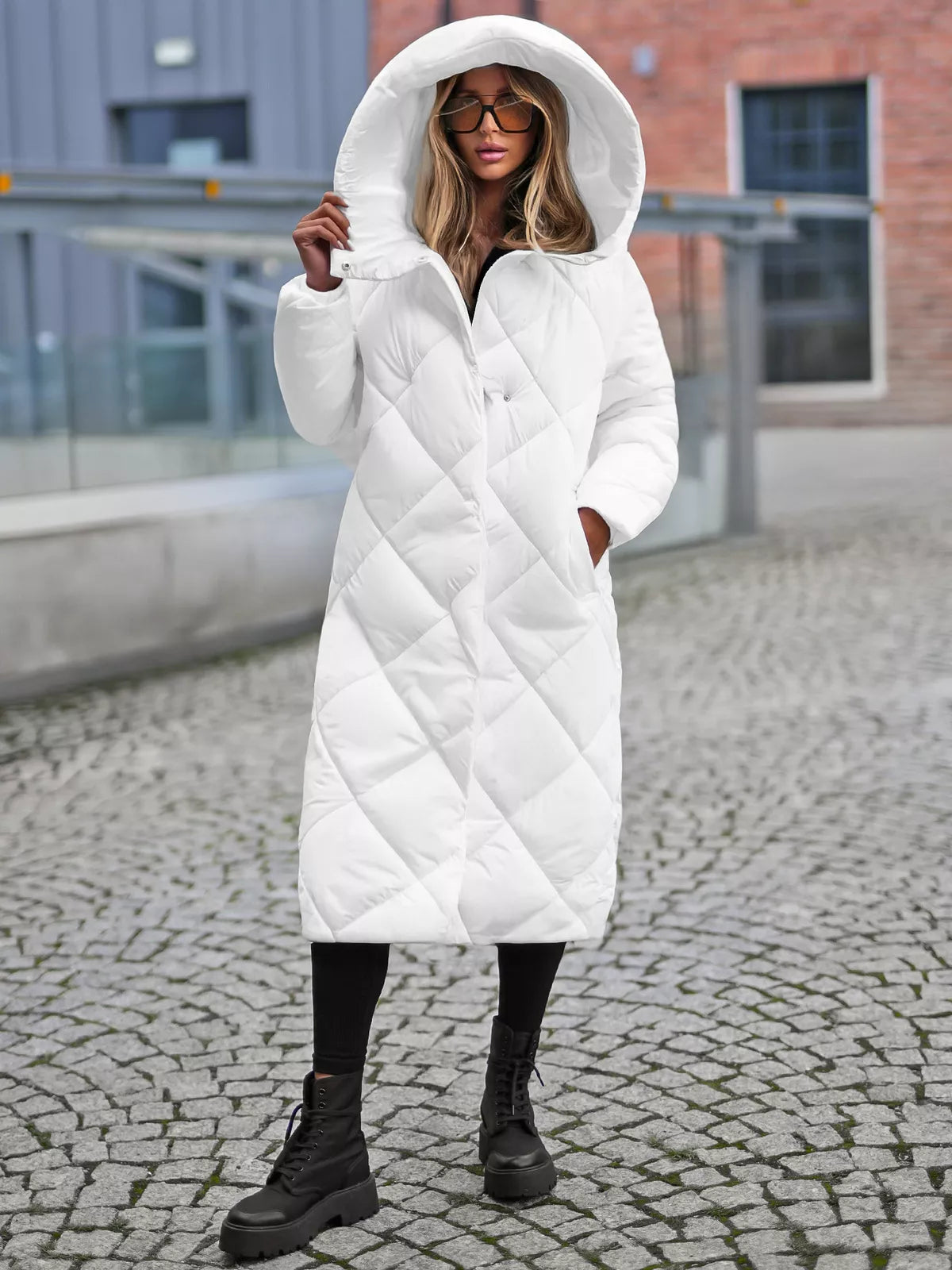 White women's quilted winter jacket Coco