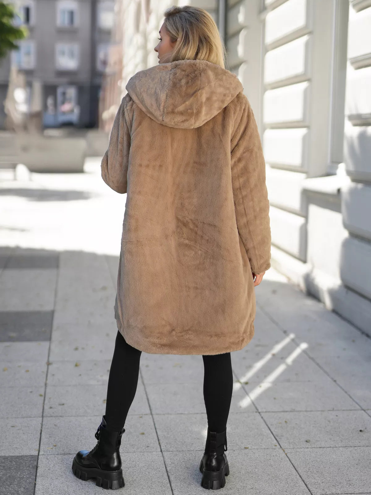 Women's winter reversible black jacket with hood Ela