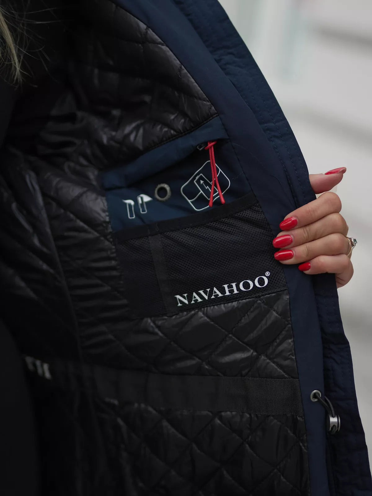 Marni long women's dark blue winter jacket