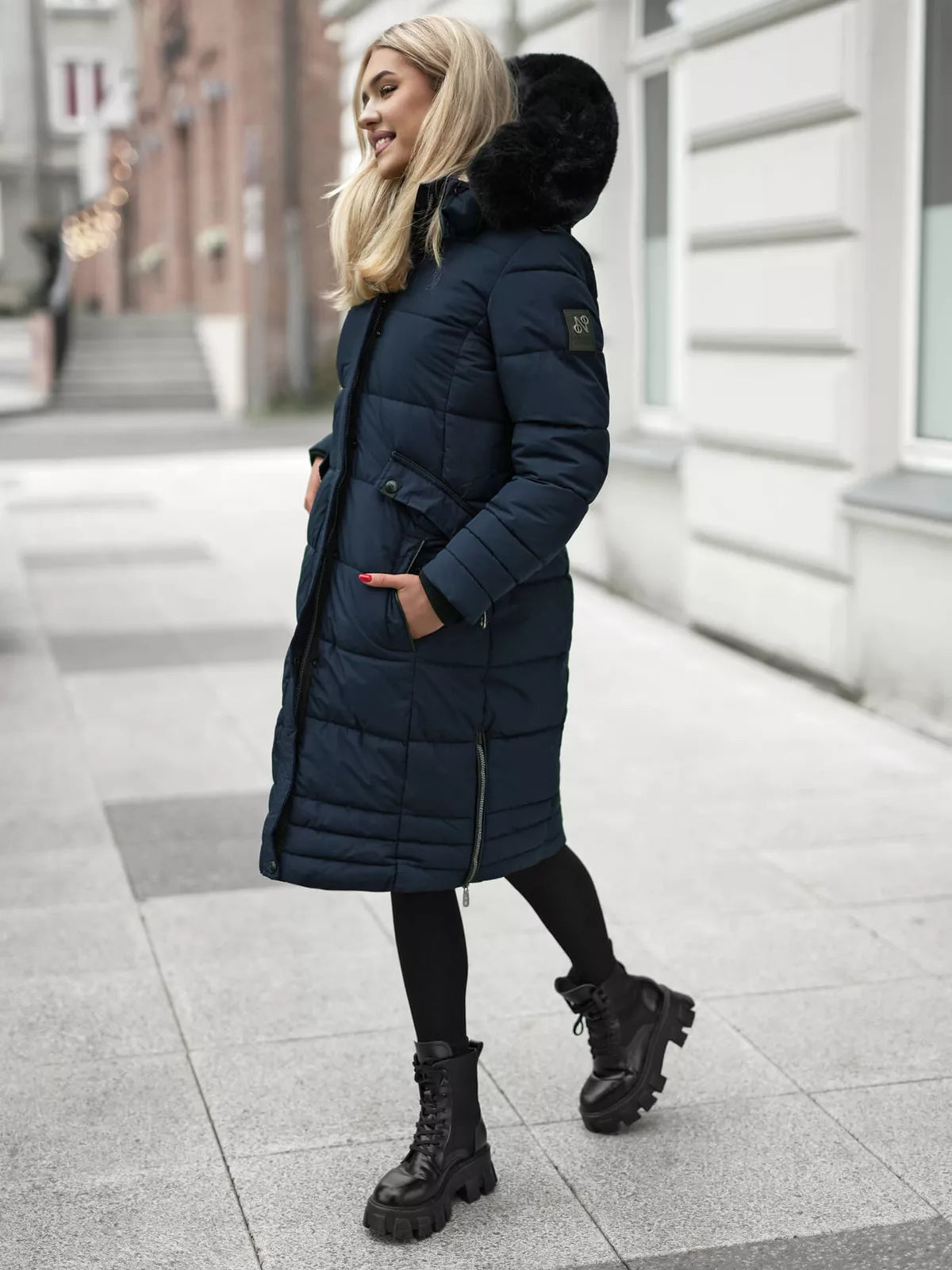 Marni long women's dark blue winter jacket