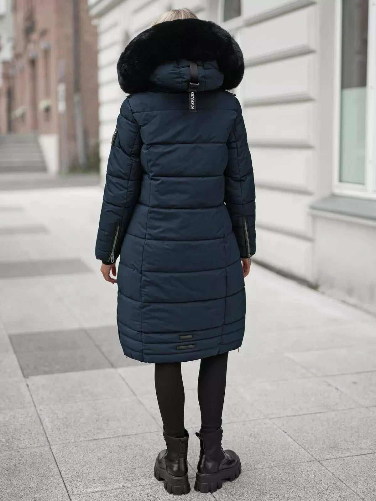 Marni long women's dark blue winter jacket