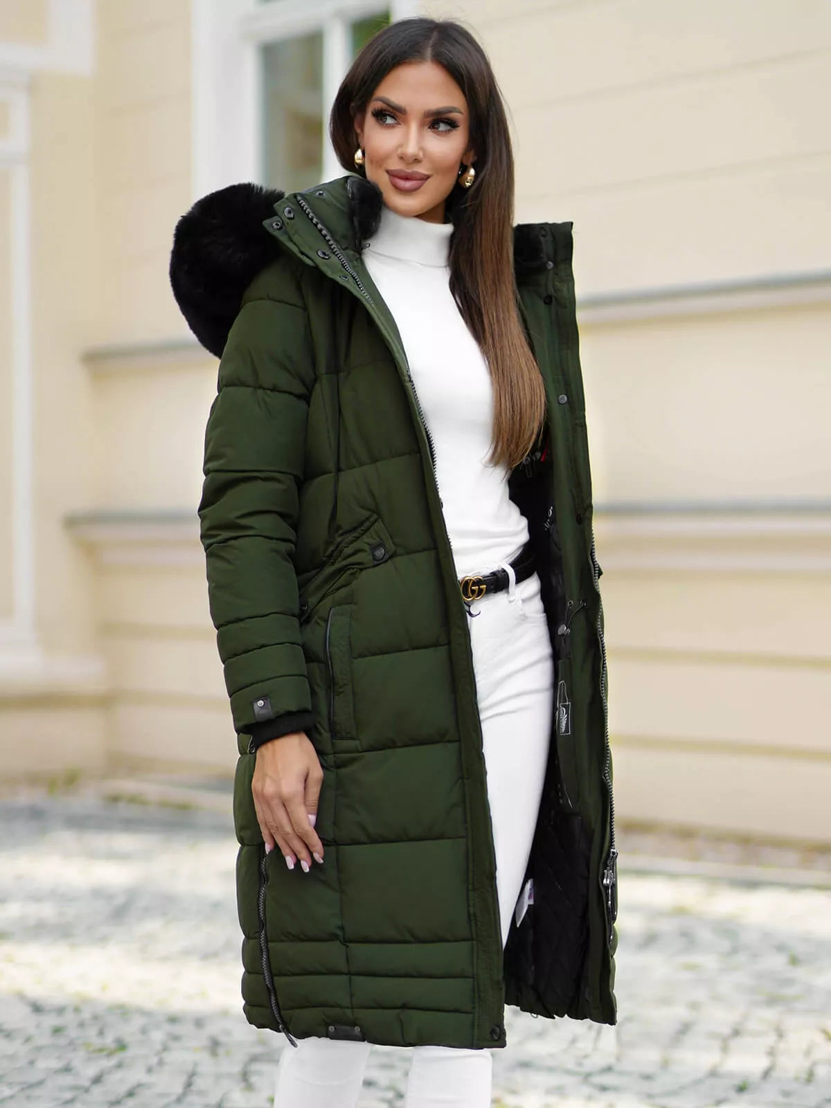 Marni long women's green winter jacket