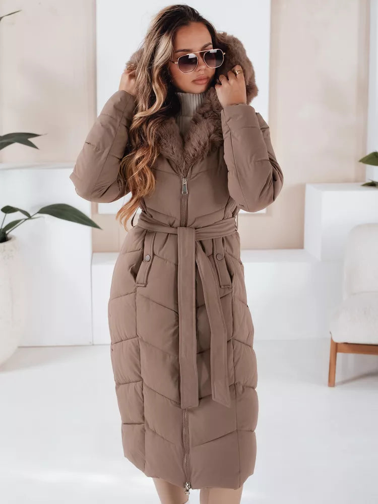 Women's quilted dark brown jacket Oris