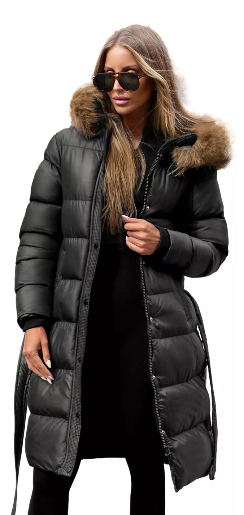 Women's black winter jacket with hood Merin