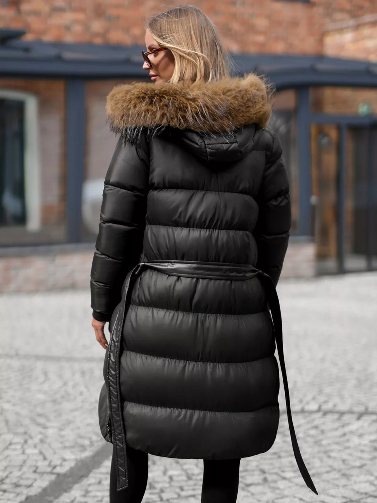 Women's black winter jacket with hood Merin