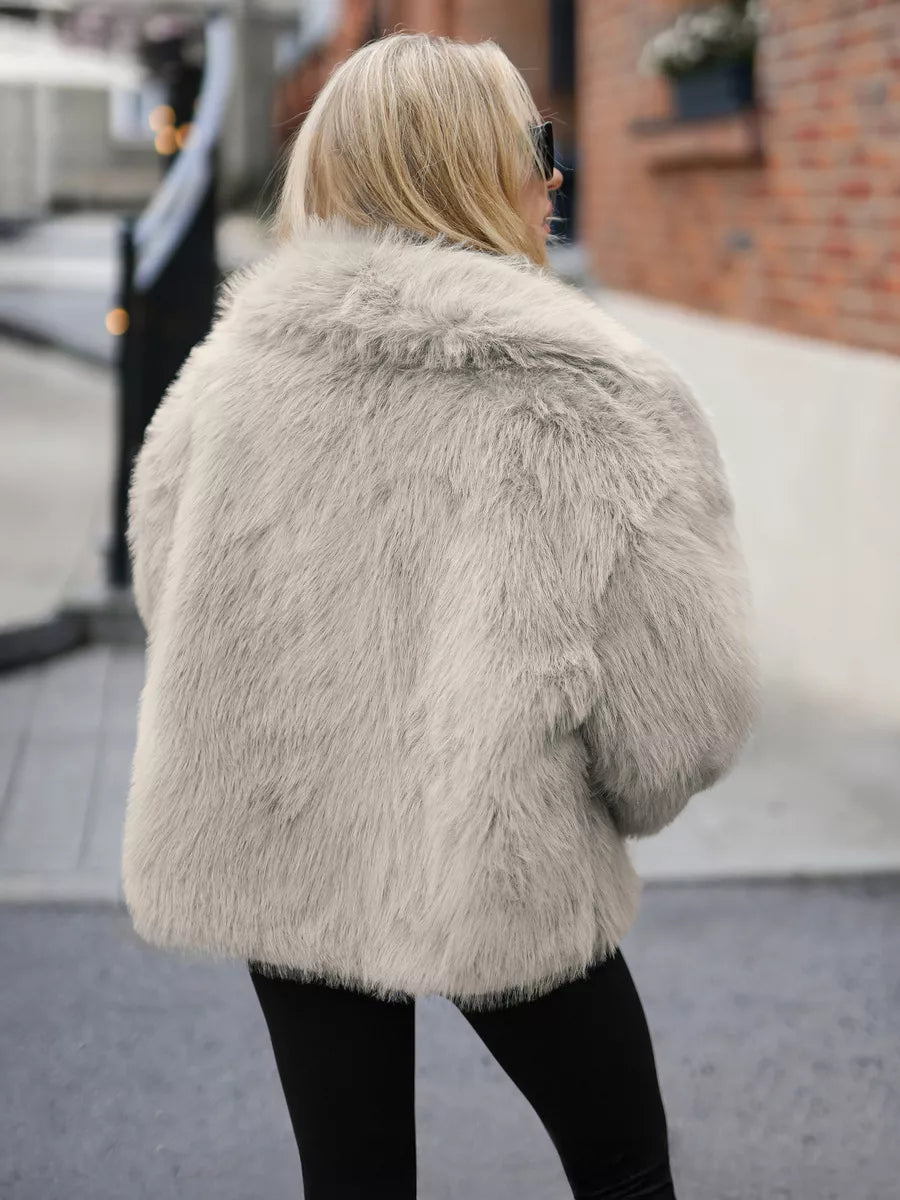 Women's gray faux fur jacket Sofin