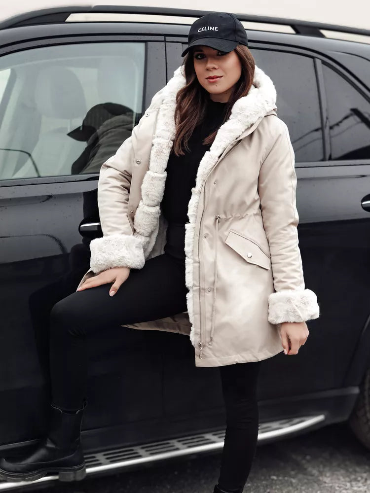 Women's brown jacket with light fur Arctic