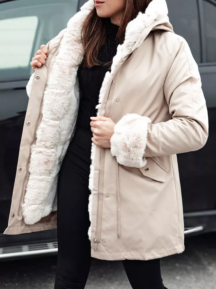 Women's brown jacket with light fur Arctic